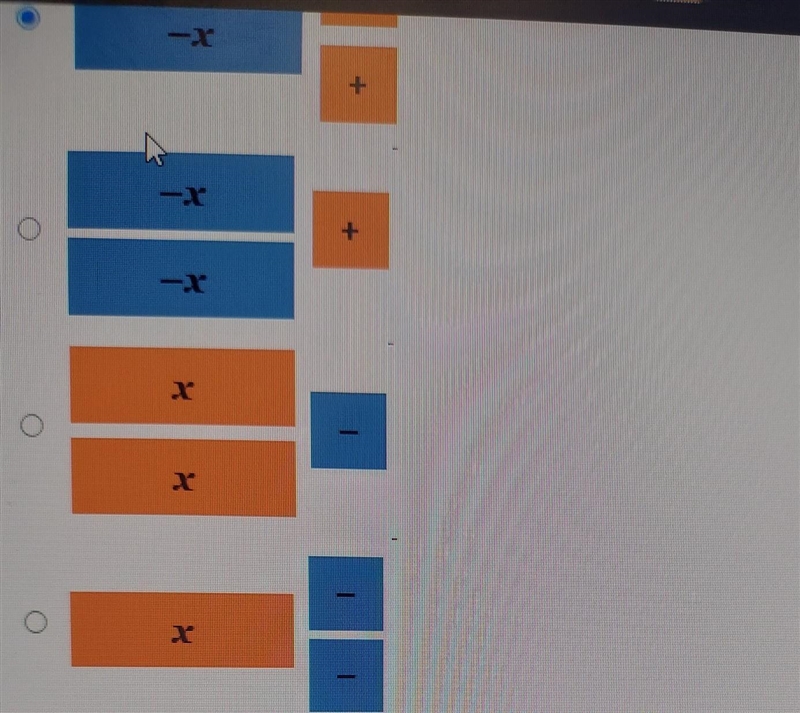 Which is a correct representation of x-2 using algebra tiles? -X -X Save and Exit-example-1