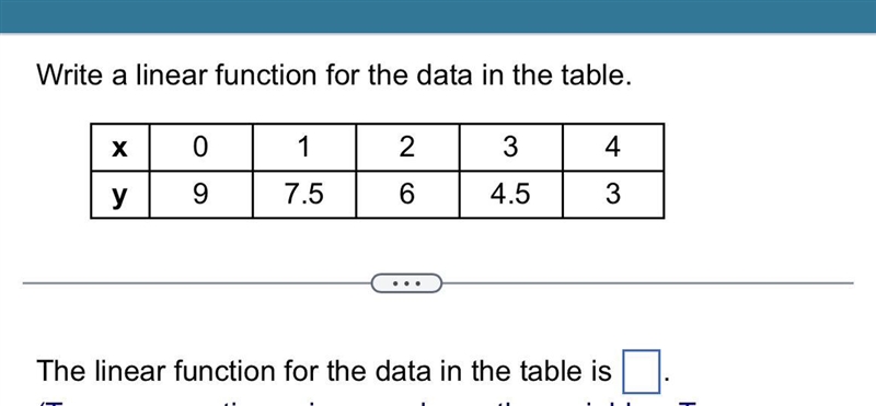 Write a linear function for the data in the table-example-1