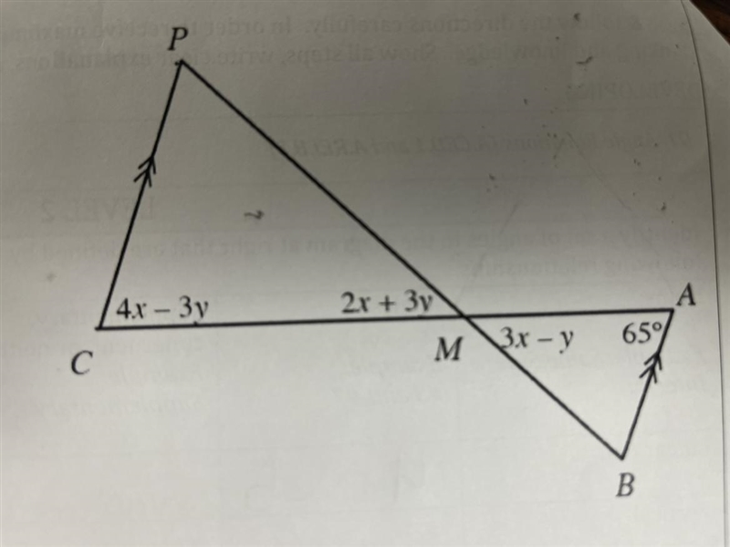 Use the angle relationships present to find angle P-example-1