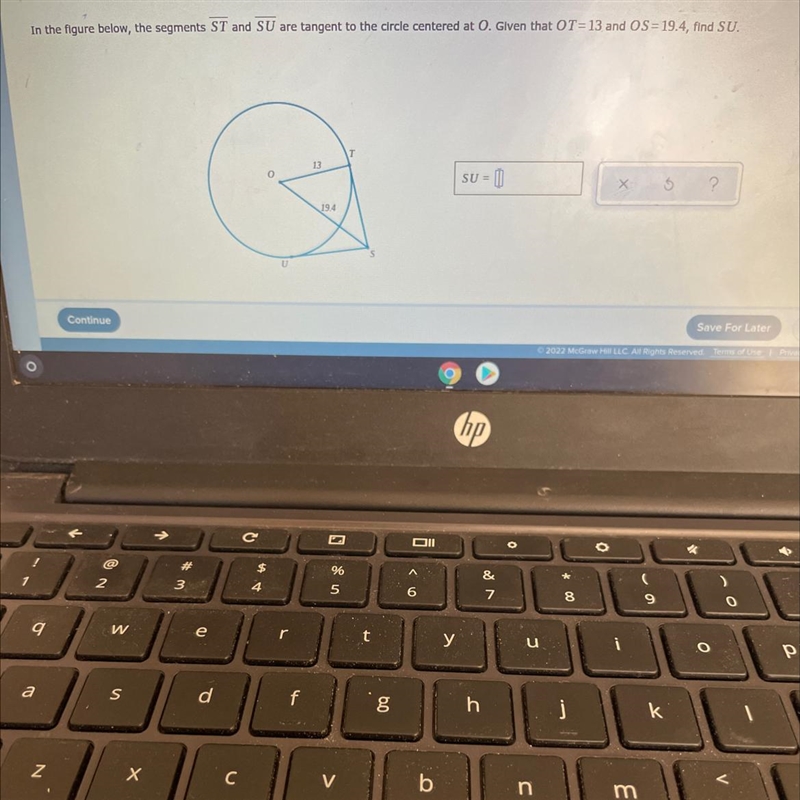 In the figure below, the segments ST and SU are tangent to the circle centered at-example-1