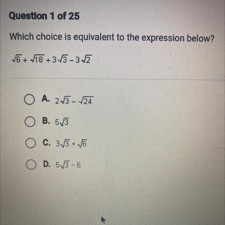 Which choice is equivalent to the expression below? please help-example-1