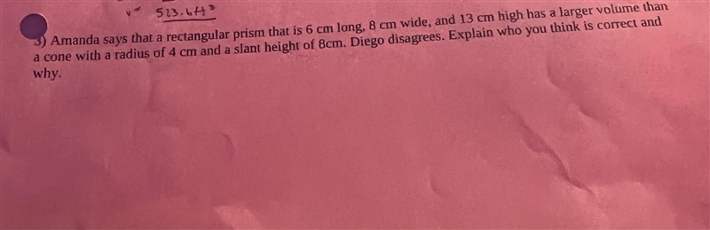 Amanda says that a rectangular prism that is 6 cm long, 8 cm wide has a larger volume-example-1