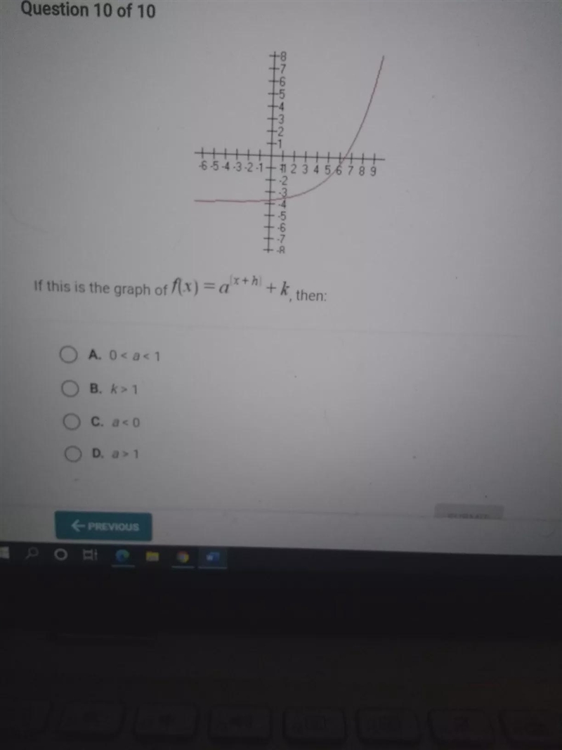 -2 -6-5-4-3-2-1 + 71 2 3 4 5 6 7 8 9 -2 A If this is the graph of f(x) = a*+h nk + k-example-1