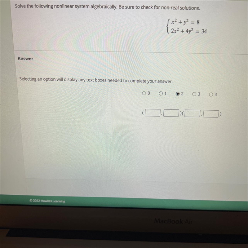 Solve the following nonlinear system algebraically. be sure to check for non-real-example-1