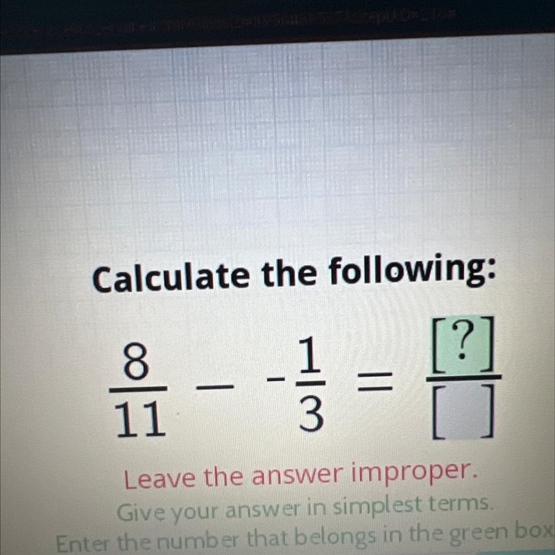 8/11 minus negative 1/3-example-1