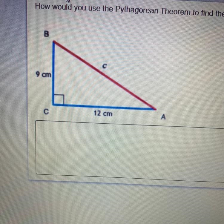 How would you use the Pythagorean Theorem to find the missing length in the triangle-example-1