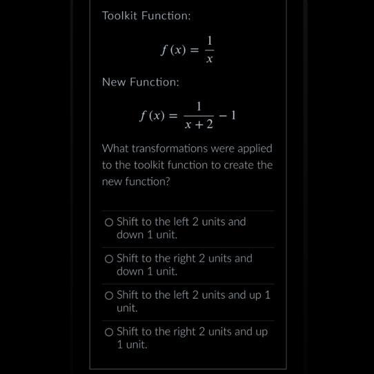 What transformations were applied to the toolkit function to create the new function-example-1