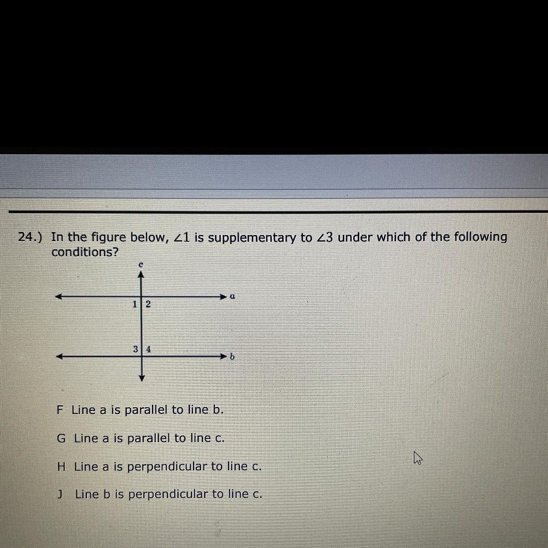 24.) In the figure below, Z1 is supplementary to z3 under which of the followingconditions-example-1