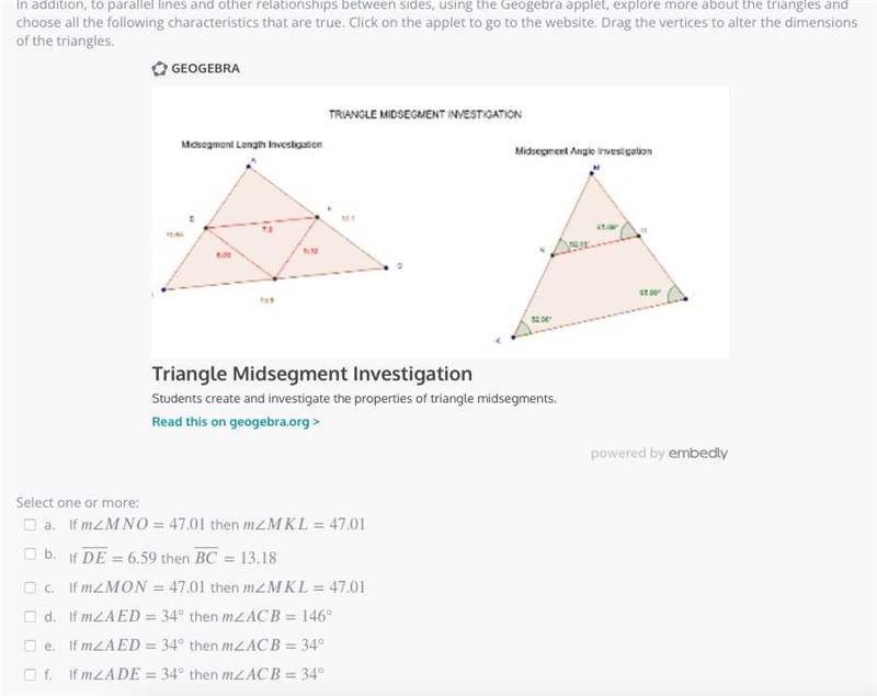 In addition, to parallel lines and other relationships between sides, using the Geogebra-example-2