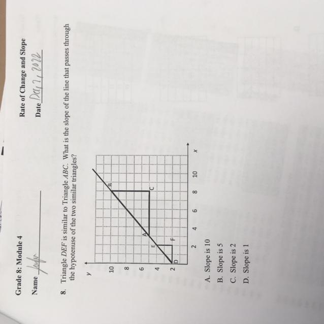 Triangle DEF is similar to a triangle ABC. What is the slope of the line that passes-example-1