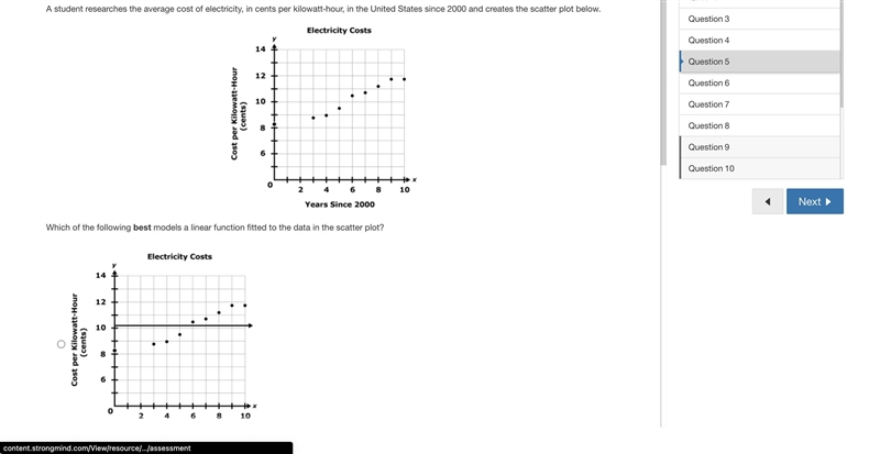 A student researches the average cost of electricity, in cents per kilowatt-hour, in-example-1