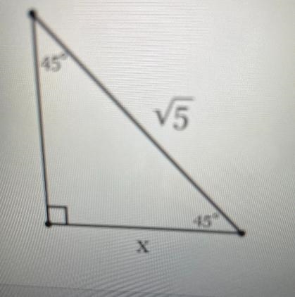 Find the length of side x in simplest radical form with a rational denominator v5-example-1