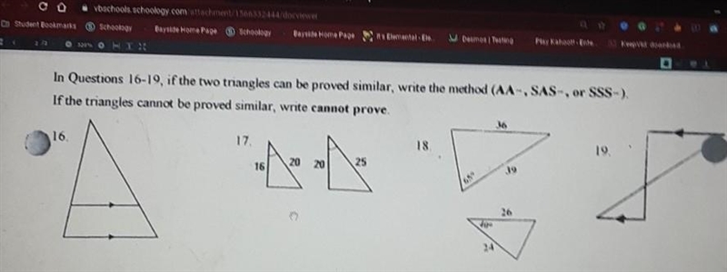 Please slove 16 through 19. please choose only AA same as AAA, SAS or SSS or not a-example-1