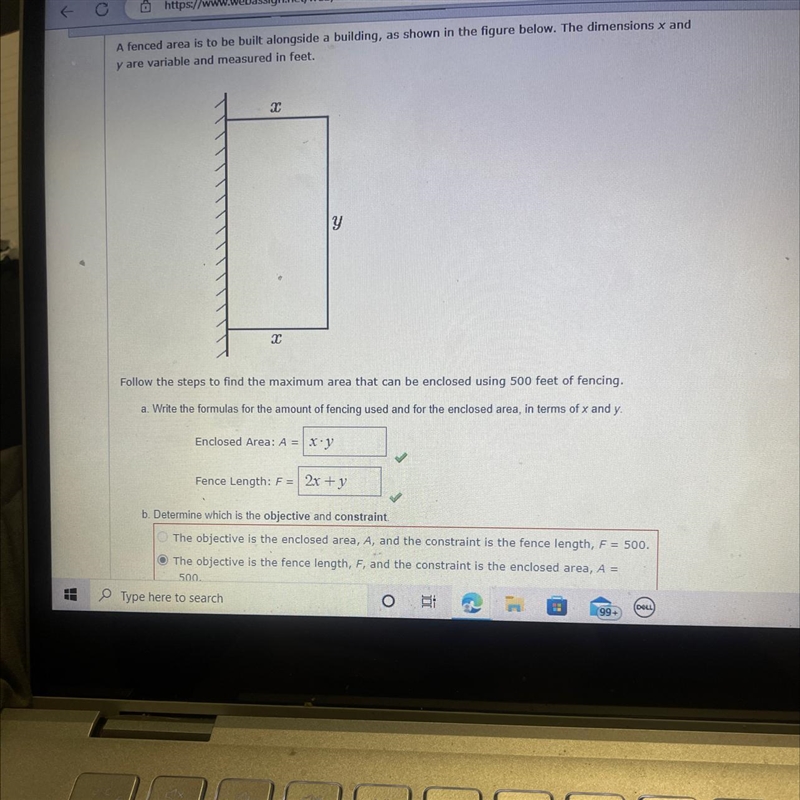 D) find the dimensions of the fence that given the maximum enclosed area-example-1