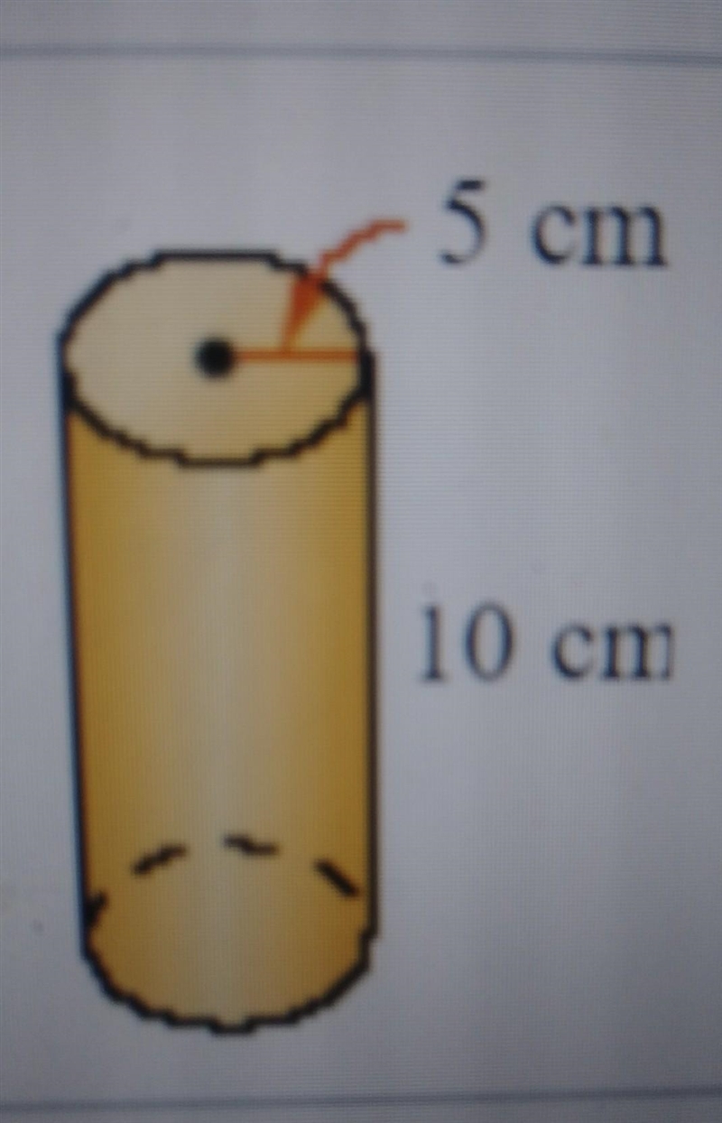 Find the surface area of the cylinder in terms of pie The surface area of the given-example-1