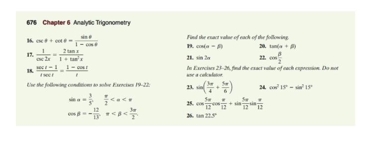 i need help with number 22.i have the formula cos theta/2 = plus or minus the square-example-1