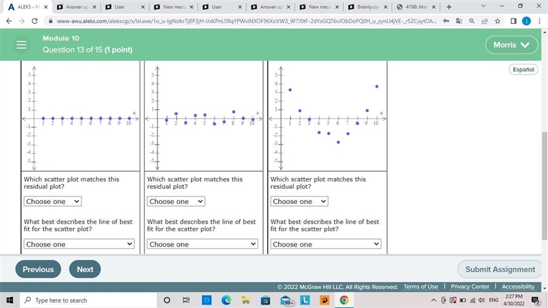 Shown below are three scatter plots and their lines of best fit.Also shown are three-example-2