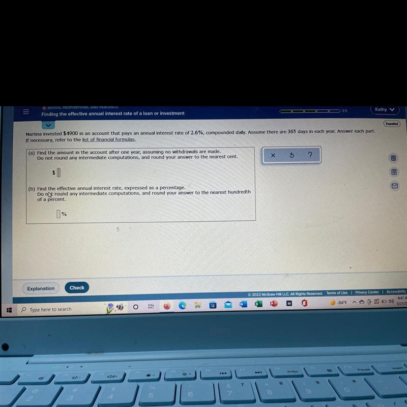 Martina invested 4900 in an account that pays an annual interest rebate of 2.6%, compounded-example-1