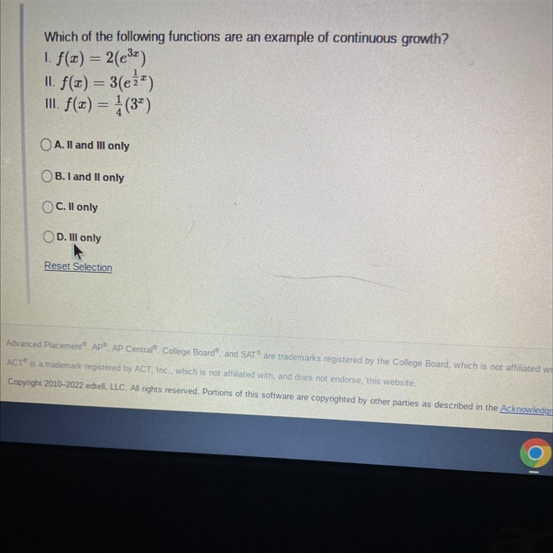 Question 9 of 10Which of the following functions are an example of continuous growth-example-1