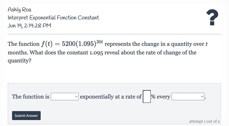 What does the constant 1.095 reveal about the rate of change of the quantity?-example-1