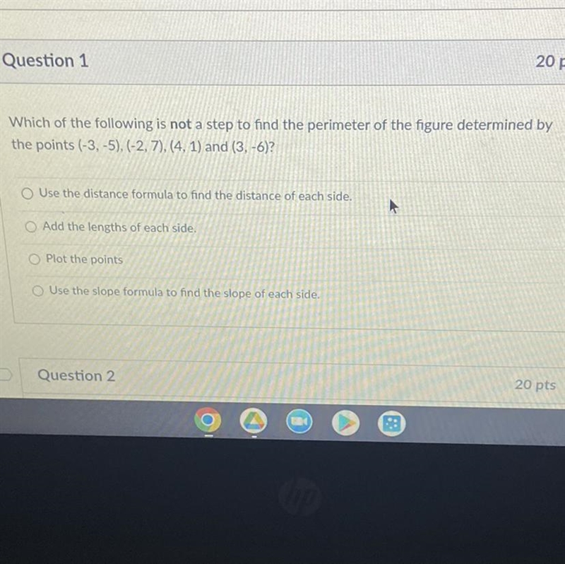 Which of the following is not a step to find the perimeter of the figure determined-example-1