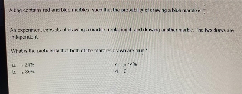 3 A bag contains red and blue marbles, such that the probability of drawing a blue-example-1