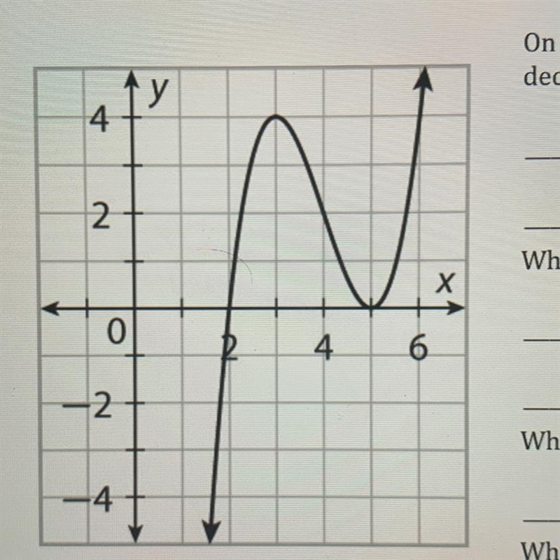 Use the graph to answer #a-d. A. On which intervals is the function increasing and-example-1