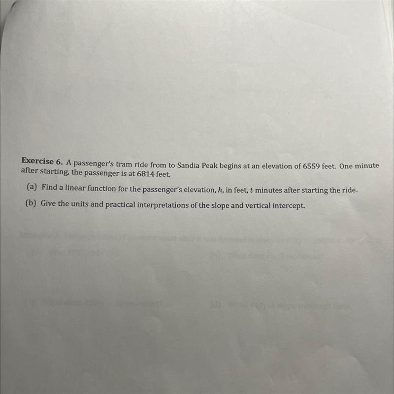 Exercise 6. A passenger's tram ride from to Sandia Peak begins at an elevation of-example-1