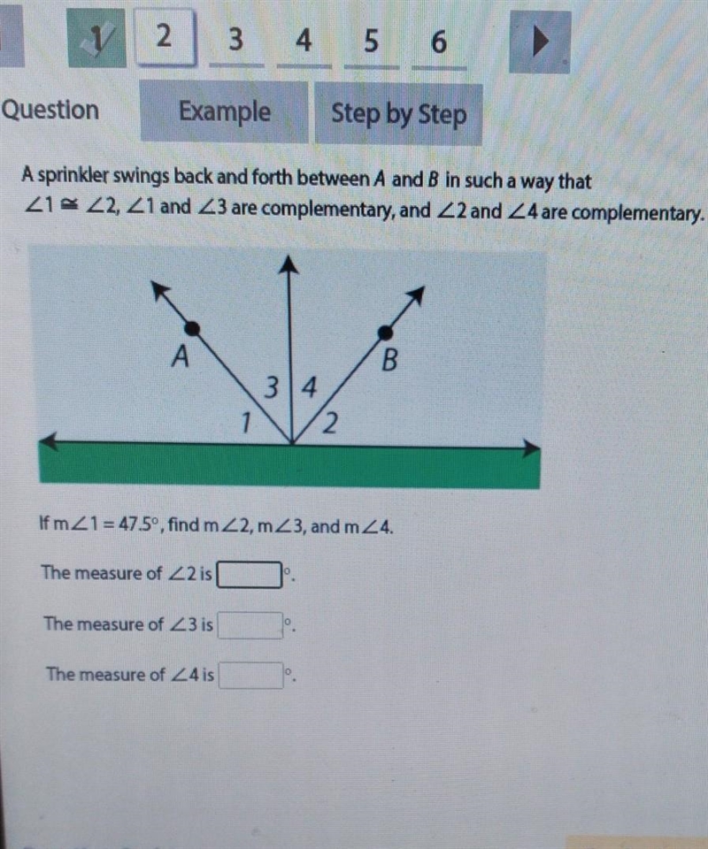 a sprinkler swings back and forth between A and B in such a way that <1 <2,&lt-example-1