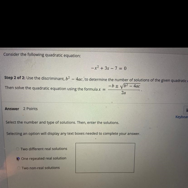 Consider the following quadratic equation. Then solve the quadratic equation using-example-1