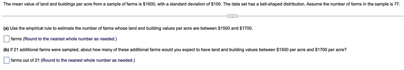 (a) Use the empirical rule to estimate the number of farms whose land and building-example-1