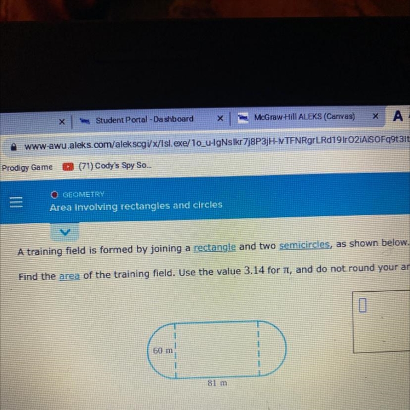 A training field is formed by joining a rectangle and two semicircles, as shown below-example-1