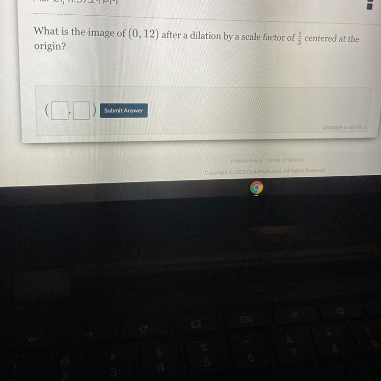 1 What is the image of (0, 12) after a dilation by a scale factor of centered at the-example-1