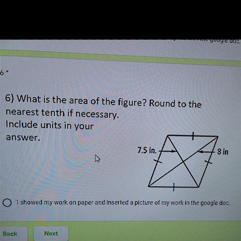 6) What is the area of the figure? Round to thenearest tenth if necessary.Include-example-1