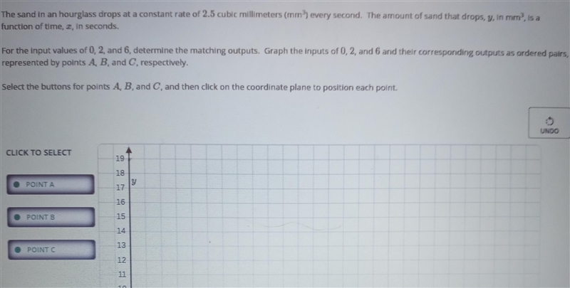 The sand in an hourglass drops at a constant rate of 2.5 cubic millimeters (mm) every-example-1