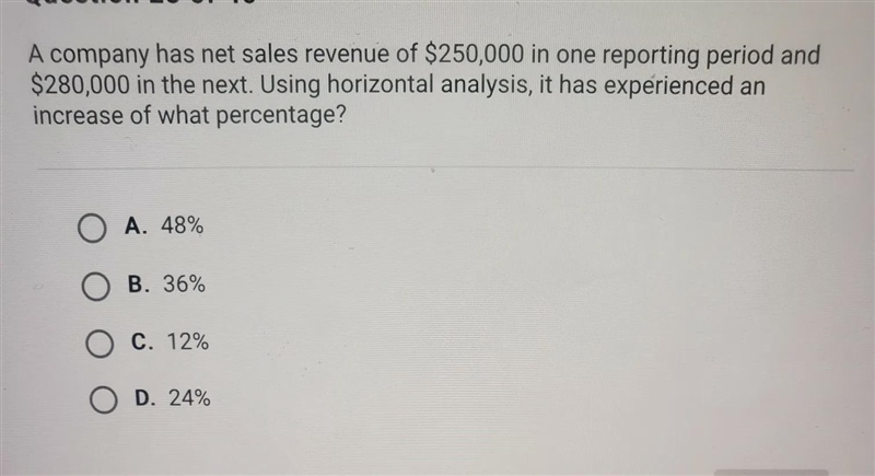 A company has net sales revenue of $250,000 in 1 reporting period And $280,000 in-example-1