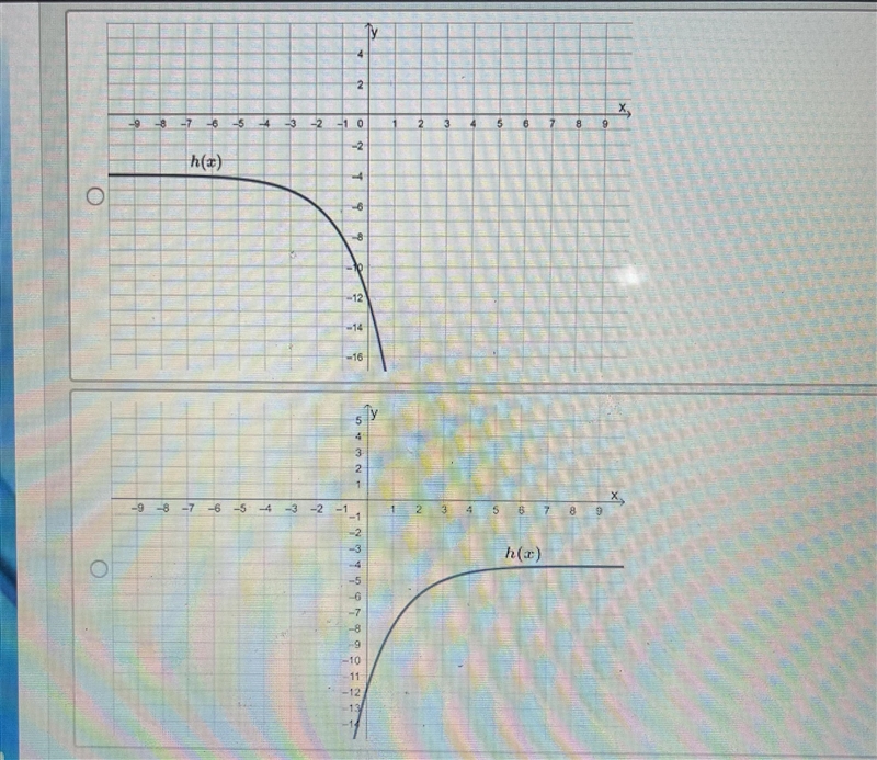 Which of the following describes the graph of h(x)= -2^(x+3)-4. Thanks for the help-example-2