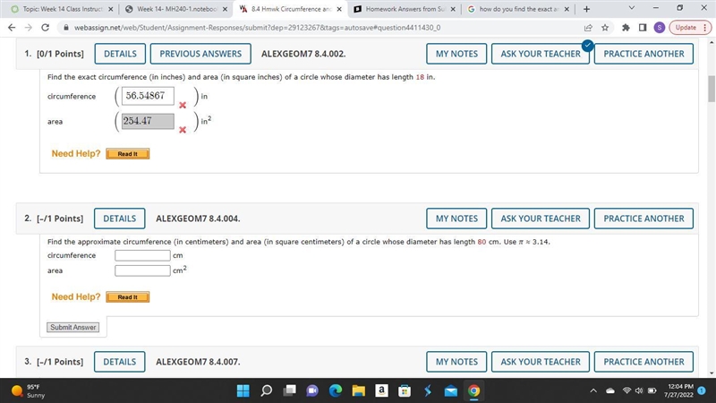 Hi there, Can you help me with number 2 please? I have no idea what I am doing wrong-example-1