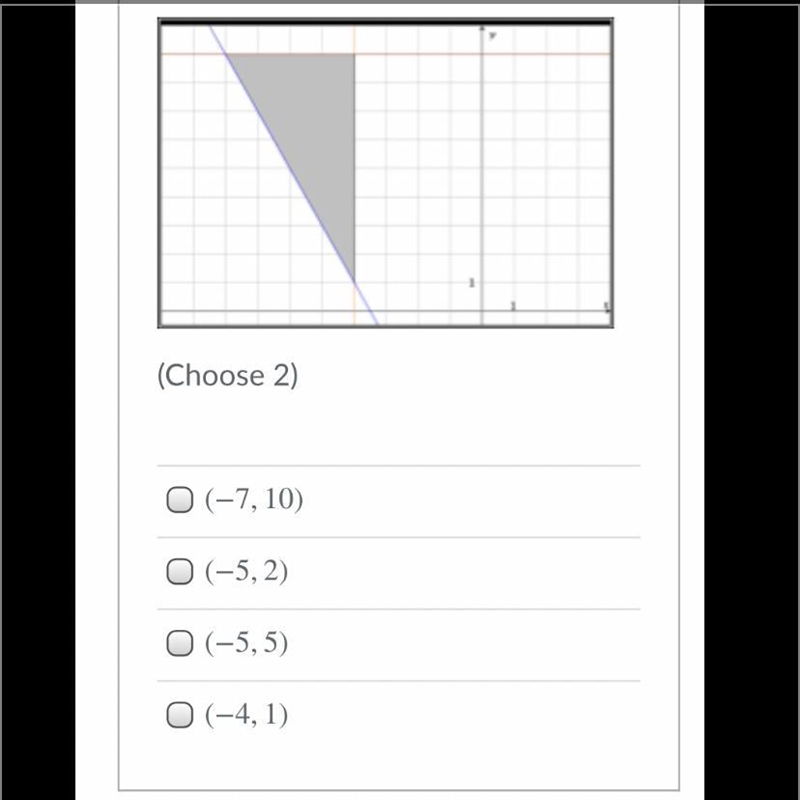 Which of the following are solutions to the system graphed below?-example-1