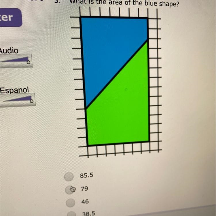 What is the area of the blue shape? Pls help :(-example-1