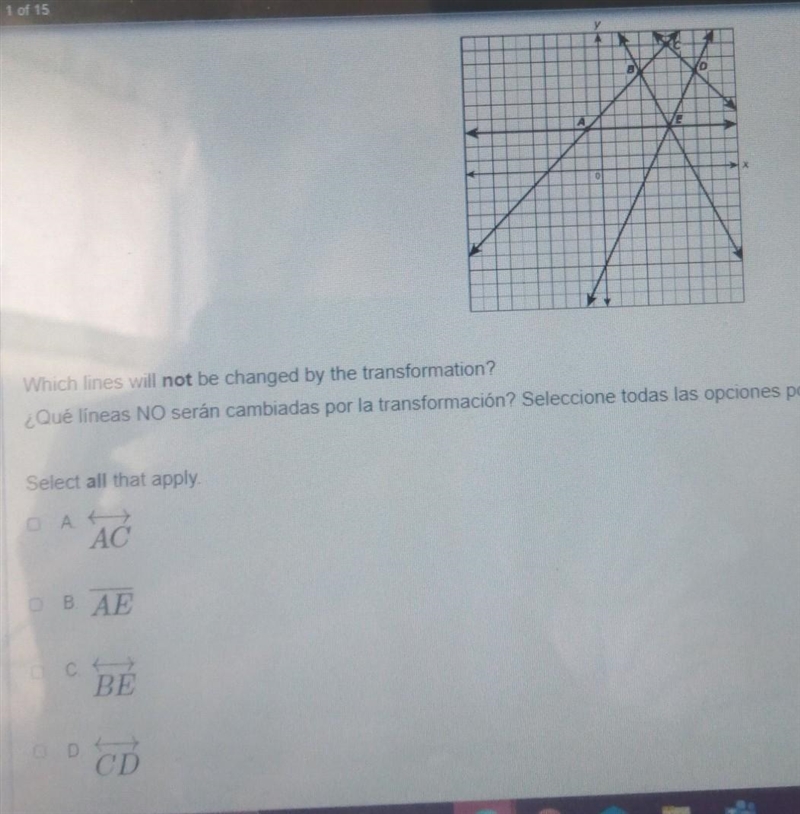 The image shown will undergo a dilation at point B, with a scale factor of 2.Select-example-1