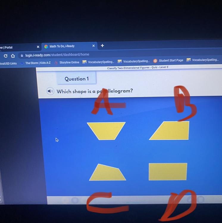 Which is a parallelogram? For points A B C D-example-1