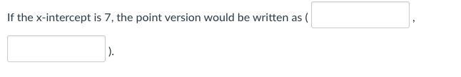 If the x-intercept is 7, the point version would be written as (answer)-example-1