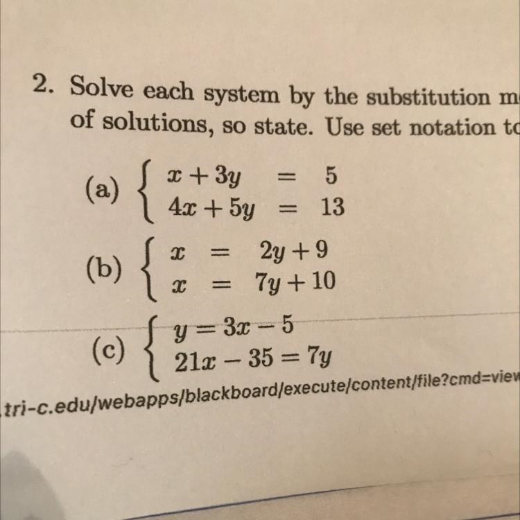 Solve each system by the substitution method. If there is no solution or an infinite-example-1