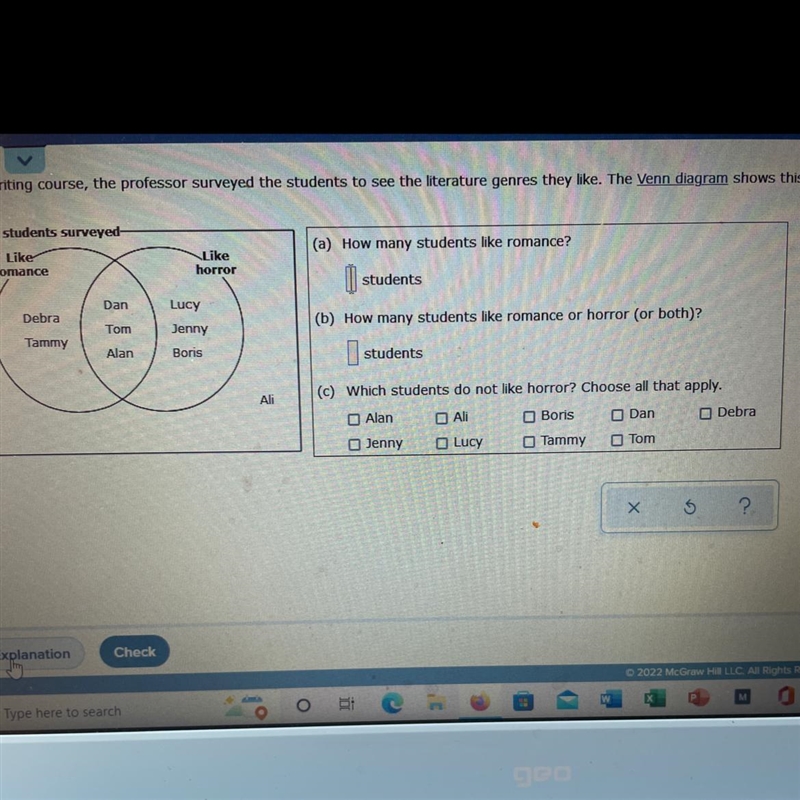 In a writing course, the professor surveyed the students to see the literature genres-example-1