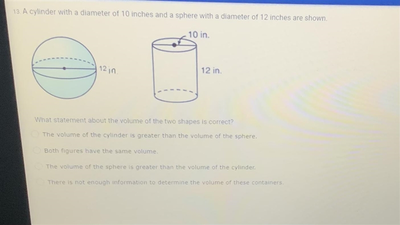 What statement of the volume of the 2 shapes is correct-example-1