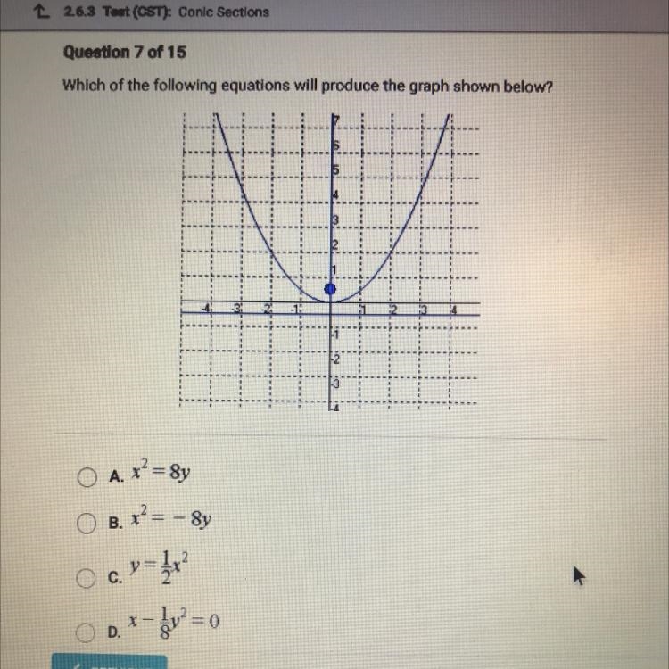 Which of the following equations will produce the graph shown below?-example-1