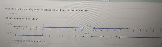 Solve the following inequality. Graph the solution set and then write it in interval-example-1