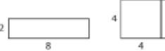 Look at the two figures below. The rectangle is 8x2, and the square is 4x4. Which-example-1