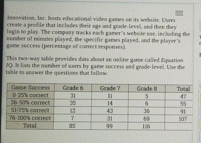 What is the ratio of students in grade 8 who were successful 51% or more of the time-example-1